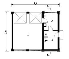 Архитектурный проект гаража для двух автомобилей с кухней на чердаке