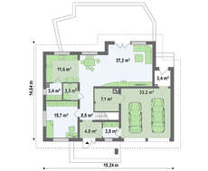 Коттедж в традиционном стиле с мансардой и гаражом на 2 автомобиля