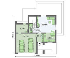 Проект небольшого двухэтажного коттеджа с плоской кровлей