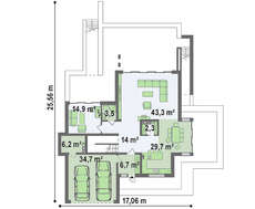 Проект небольшого коттеджа для наклонного участка