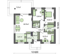 Проект стильного оригинального одноэтажного классического дома