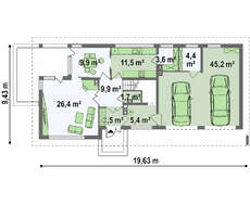 Проект современного двухэтажного коттеджа с гаражом в пристройке