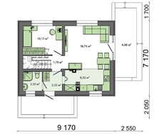 Проект коттеджа с мансардой 7 на 9 в традиционном стиле