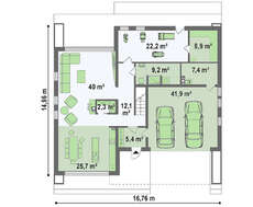 Проект загородного двухэтажного коттеджа с плоской кровлей