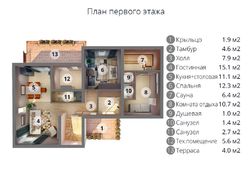 План шикарного загородного дома с просторной зоной отдыха