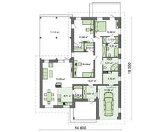 Проект 1 этажного дома с большой просторной террасой