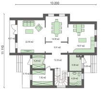 Двухэтажный стильный особняк под крышей сложной формы