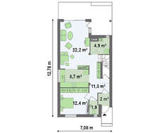 Двухэтажный энергосберегающий дом для узкого участка