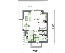 Проект компактного двухэтажного коттеджа с 3-мя спальнями