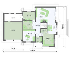 Проект дома с гаражом для 2 машин и террасой