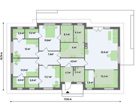 Классический одноэтажный дачный дом