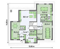 Дом с гаражом в цокольном этаже