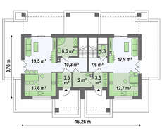 Компактный мансардный коттедж на две семьи