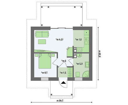 Проект летнего домика 35 m²