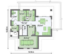 Проект Т-образного дома с мансардой