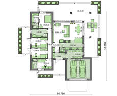 Одноэтажный коттедж 180 m² в современном стиле