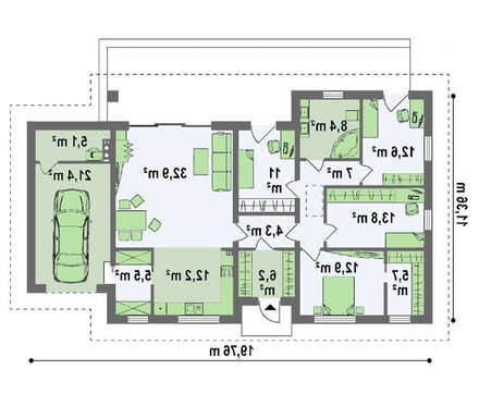 Проект одноэтажного дома для узкого участка