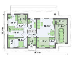 Проект одноэтажного дома для узкого участка
