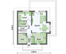 Уютный коттедж с гостевой спальней на первом этаже