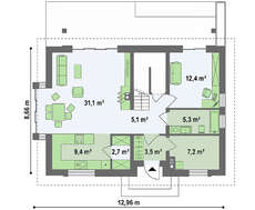 Проект небольшого мансардного коттеджа для узкого участка