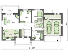 Проект одноэтажного дома с двухместным гаражом