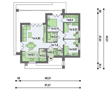Проект небольшого одноэтажного коттеджа с плоской кровлей
