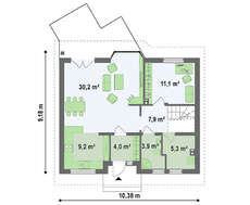 Проект небольшого экономичного дома с мансардой