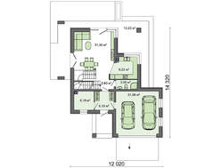 Проект двухэтажного дома с большими панорамными окнами и просторной террасой
