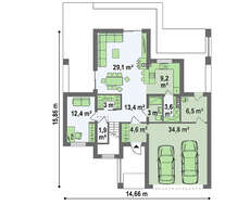 Современный коттедж с гаражом на две машины