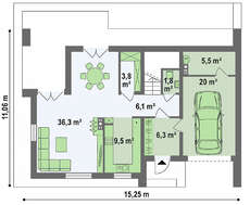 Интересный проект коттеджа с большой террасой над гаражом