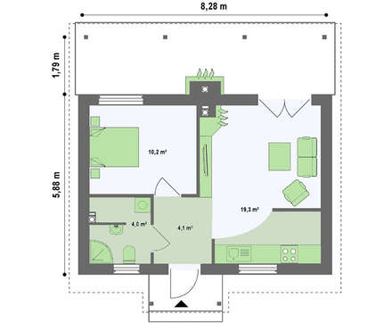 Проект бюджетного негабаритного одноэтажного дома с деревянным фасадом