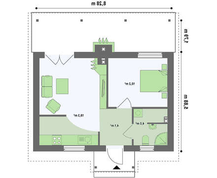 Проект бюджетного негабаритного одноэтажного дома с деревянным фасадом