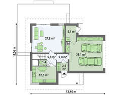 Проект двухэтажного дома с гаражом на две машины площадью более 150 m²