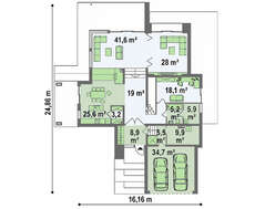 Проект небольшого двухэтажного особняка с плоской кровлей