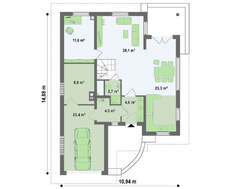 Проект дома с мансардой и котельным помещением