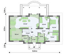 Проект классического одноэтажного дома с чердаком свободной планировки