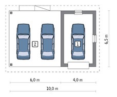 Проект гаража с открытым навесом на 3 авто