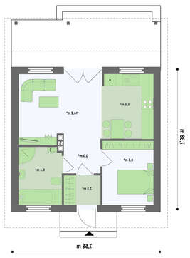 Проект небольшого загородного дома с крытой террасой