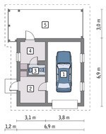 Гараж на 1 машину с красивой верандой