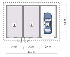 Гараж на 1 машину с двумя нежилыми помещениями