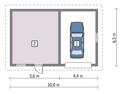 Проект гаража на 1 машину с жилой комнатой