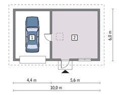 Гараж на 1 автомобиль с четырехскатной крышей
