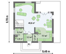 Проект стильного экономичного коттеджа с жилой мансардой