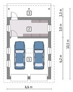 Интересный проект гаража на 2 машины