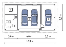 Гараж на 2 машины с навесом и террасой