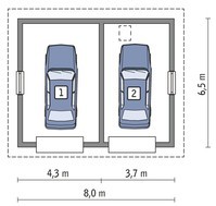 Гараж на 2 машины под четырехскатной крышей