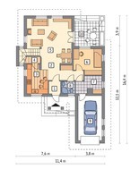 Коттедж с крышей сложной формы на 4 спальни