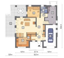 Просторный коттедж с кирпичным декором