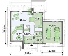 Проект дома с мансардой и гаражом для двух автомашин