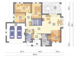 Одноэтажный дом с гаражом на 2 машины